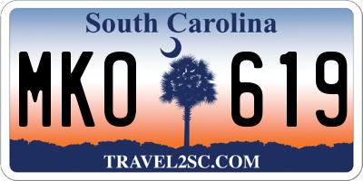 SC license plate MKO619