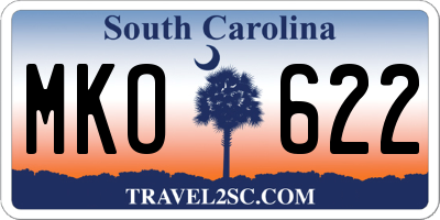 SC license plate MKO622