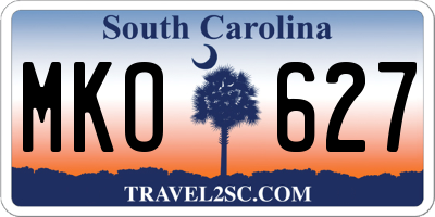 SC license plate MKO627