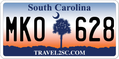 SC license plate MKO628