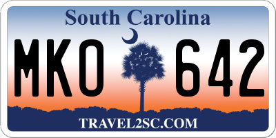 SC license plate MKO642