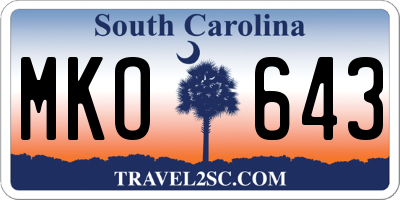 SC license plate MKO643