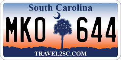SC license plate MKO644