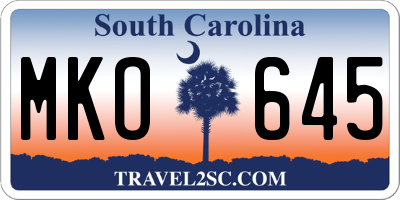 SC license plate MKO645