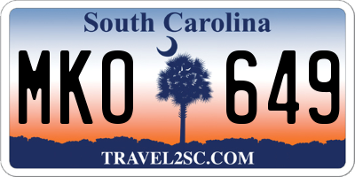 SC license plate MKO649
