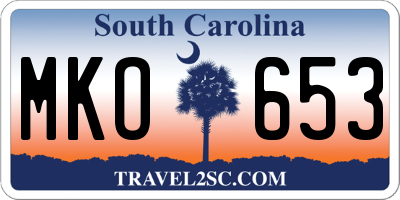 SC license plate MKO653
