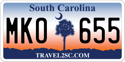 SC license plate MKO655