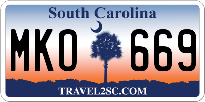 SC license plate MKO669