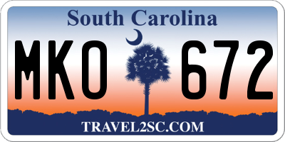 SC license plate MKO672