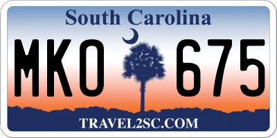 SC license plate MKO675
