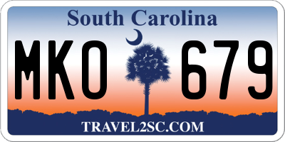 SC license plate MKO679