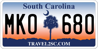 SC license plate MKO680