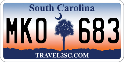 SC license plate MKO683