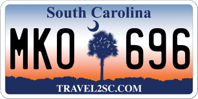 SC license plate MKO696
