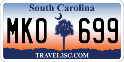 SC license plate MKO699