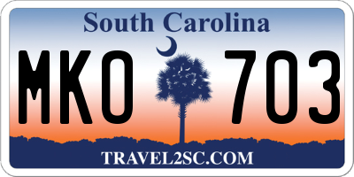 SC license plate MKO703