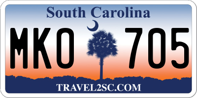 SC license plate MKO705