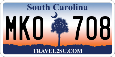 SC license plate MKO708