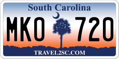 SC license plate MKO720