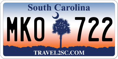 SC license plate MKO722