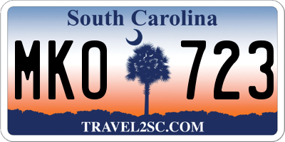 SC license plate MKO723