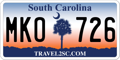 SC license plate MKO726