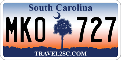 SC license plate MKO727