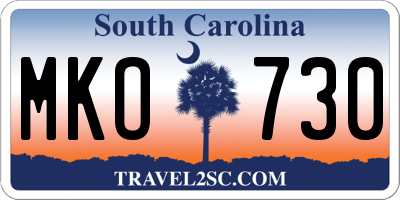 SC license plate MKO730