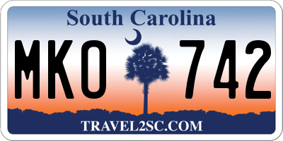 SC license plate MKO742