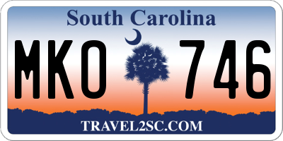 SC license plate MKO746
