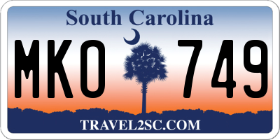 SC license plate MKO749