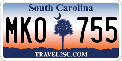 SC license plate MKO755