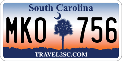 SC license plate MKO756