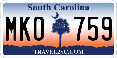 SC license plate MKO759