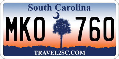 SC license plate MKO760