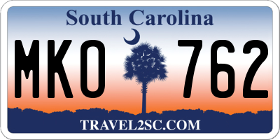SC license plate MKO762