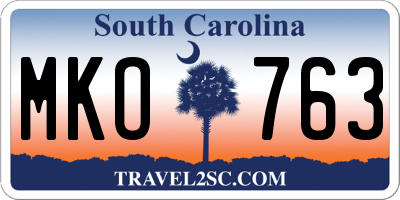 SC license plate MKO763