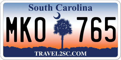 SC license plate MKO765