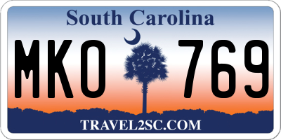 SC license plate MKO769