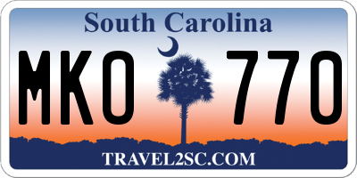 SC license plate MKO770