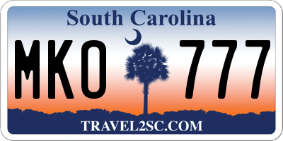 SC license plate MKO777