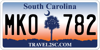 SC license plate MKO782