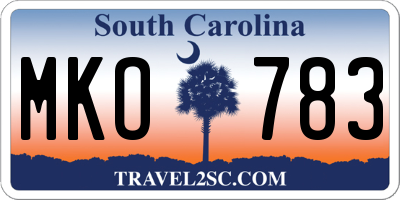 SC license plate MKO783