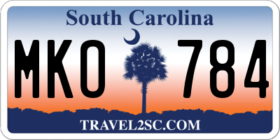 SC license plate MKO784