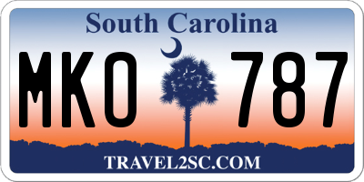 SC license plate MKO787
