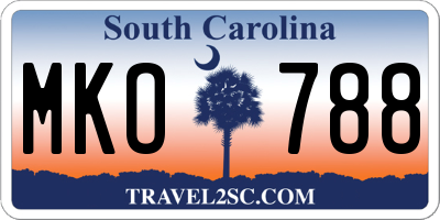SC license plate MKO788