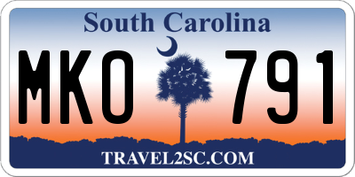 SC license plate MKO791