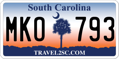 SC license plate MKO793