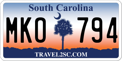 SC license plate MKO794