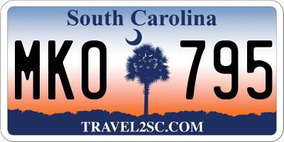 SC license plate MKO795